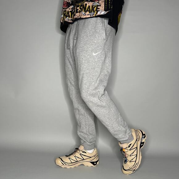 Nike Sweatpants Grey Cotton Joggers White Swoosh - Picture 1 of 4